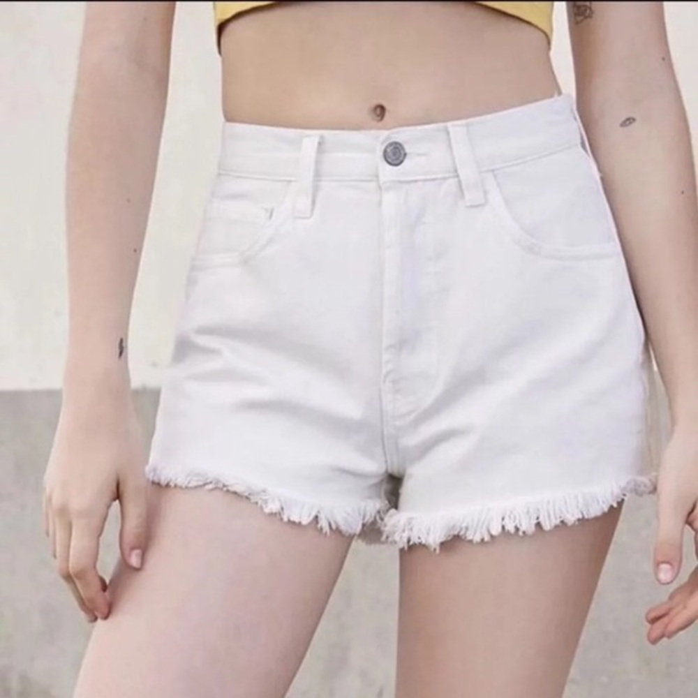 Brandy Melville white distressed shorts